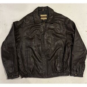 Excelled Vintage‎ Leather Jacket Brown Mens XL Motorcycle Full Zip Lined